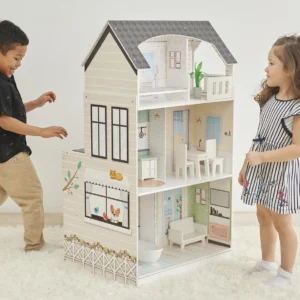 Kid's 2-in-1 Dollhouse And Play Kitchen